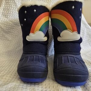 Rainbow snow boots, double velcro